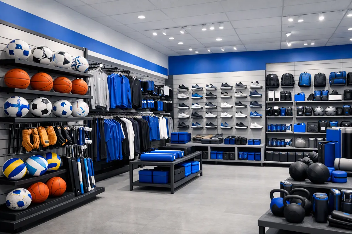 Sporting goods store shelves — sporting goods website by AI4WEB