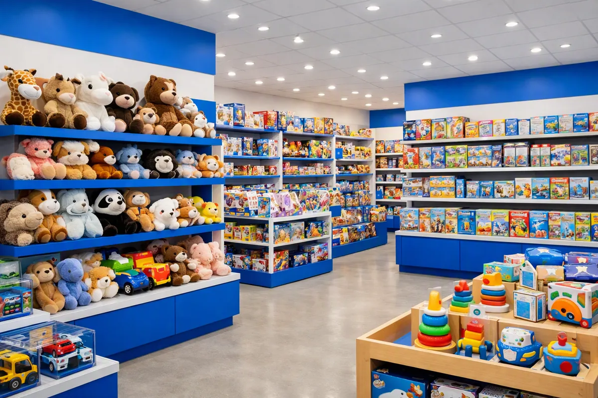 Colorful toy store shelves — toy store website by AI4WEB